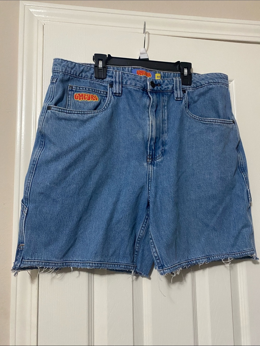Empyre Men’s Cargo Light Blue Denim Cutoff Shorts